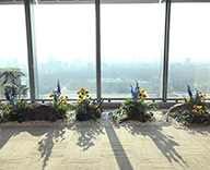 19 丸の内 オフィス エントランス 夏 造花 装飾 ヒマワリ 空間装飾 SEASONS