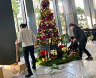 21 東京スクエアガーデン オフィスエントランス GINZA KAMON  クリスマスツリー SEASONS