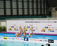 22 辰巳 国際 水泳場 日本選手権水泳競技大会 上装花 アレンジメント 観葉植物 表彰 花束 SEASONS